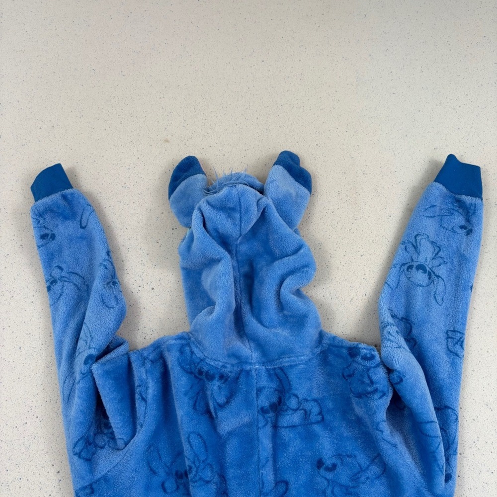 Disney Lilo & Stitch Hooded Union Suit Pajamas Size XS Blue Plush - Picture 11 of 13